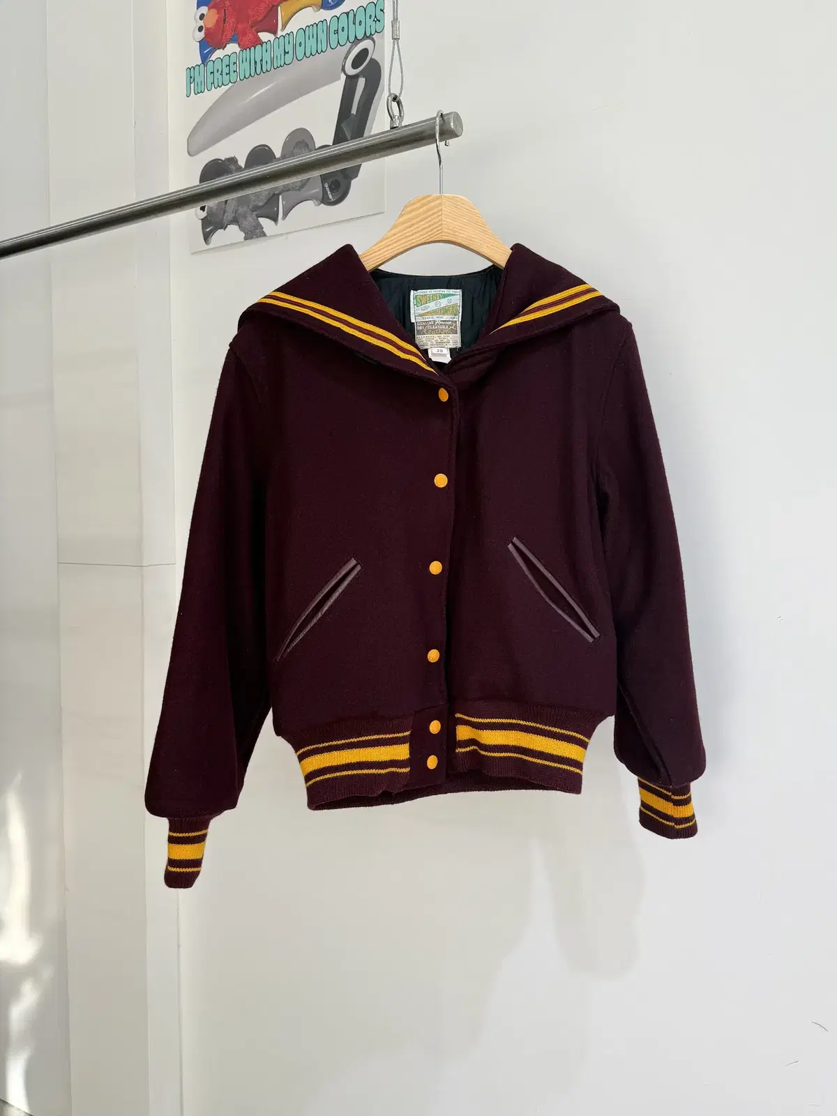 70's SWEENEY SPORTSWEAR 버건디 세일러카라 바시티